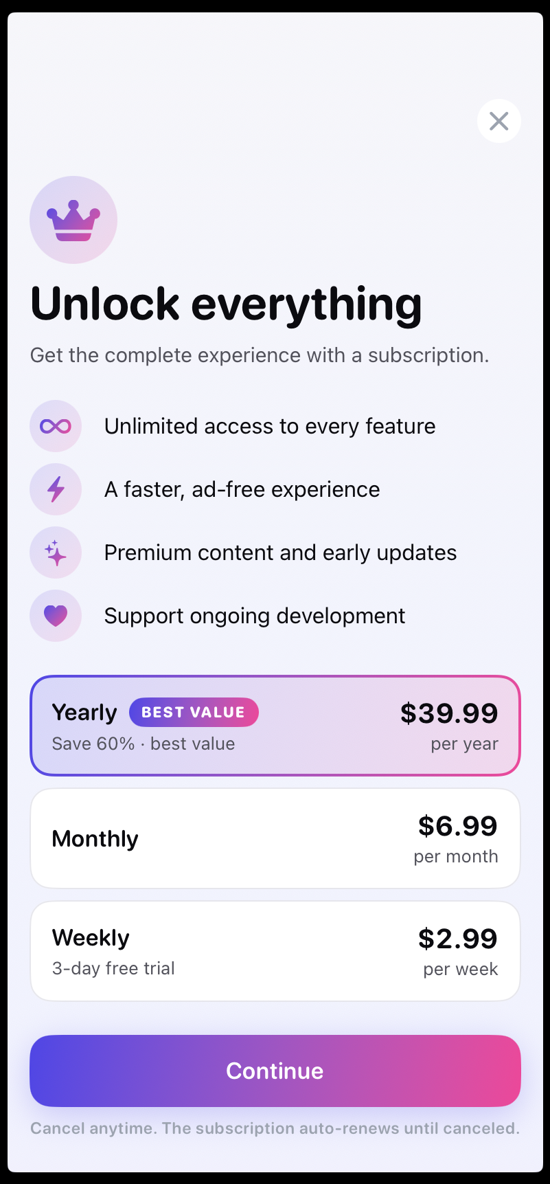 Stretch Routine — paywall / subscription